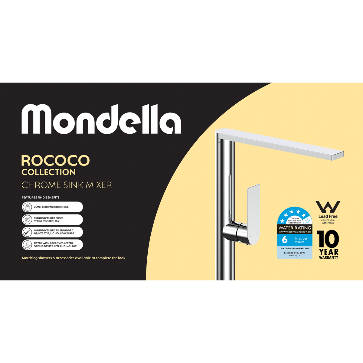 Mondella Chrome Rococo Sink Mixer - 25mm Cartridge - Lead-Free - 6L/min - SuperSaverAU - view 4