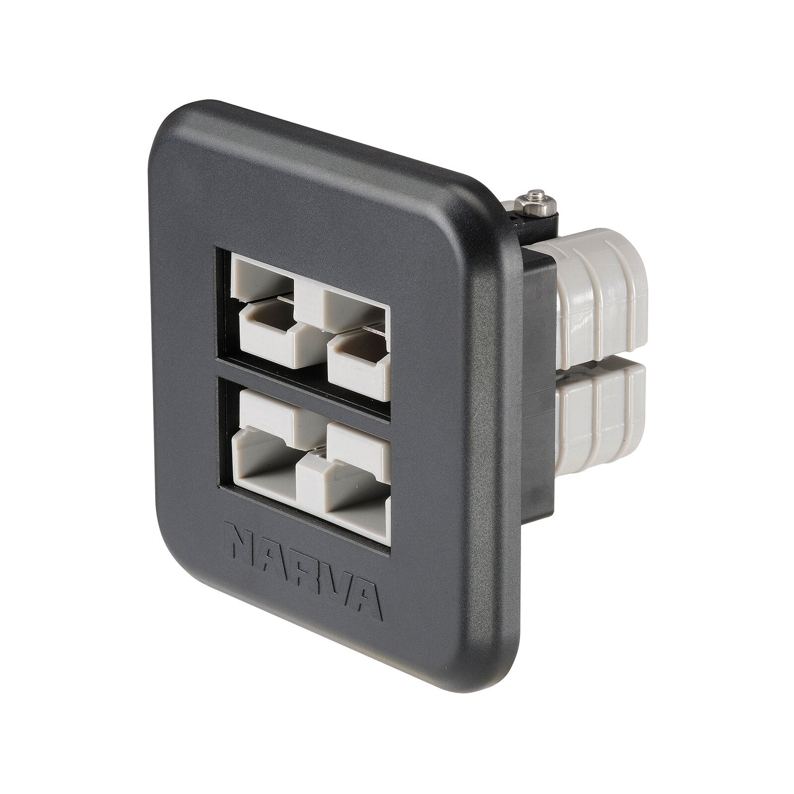 Narva HDRV Dual Flush Mount 50A Connector with Covers, Black
