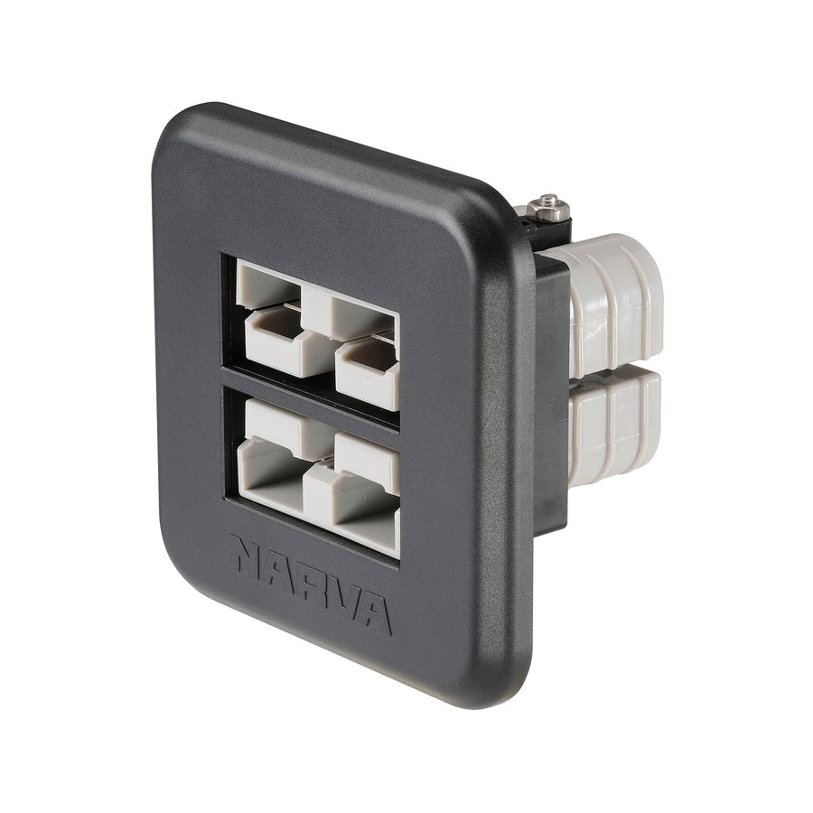Narva HDRV Dual Flush Mount 50A Connector with Covers, Black