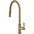 Turner Hastings Ludlow Pull Out Sink Mixer - Brushed Brass, Brass Body, White Lever Handle - LU109PM-BB