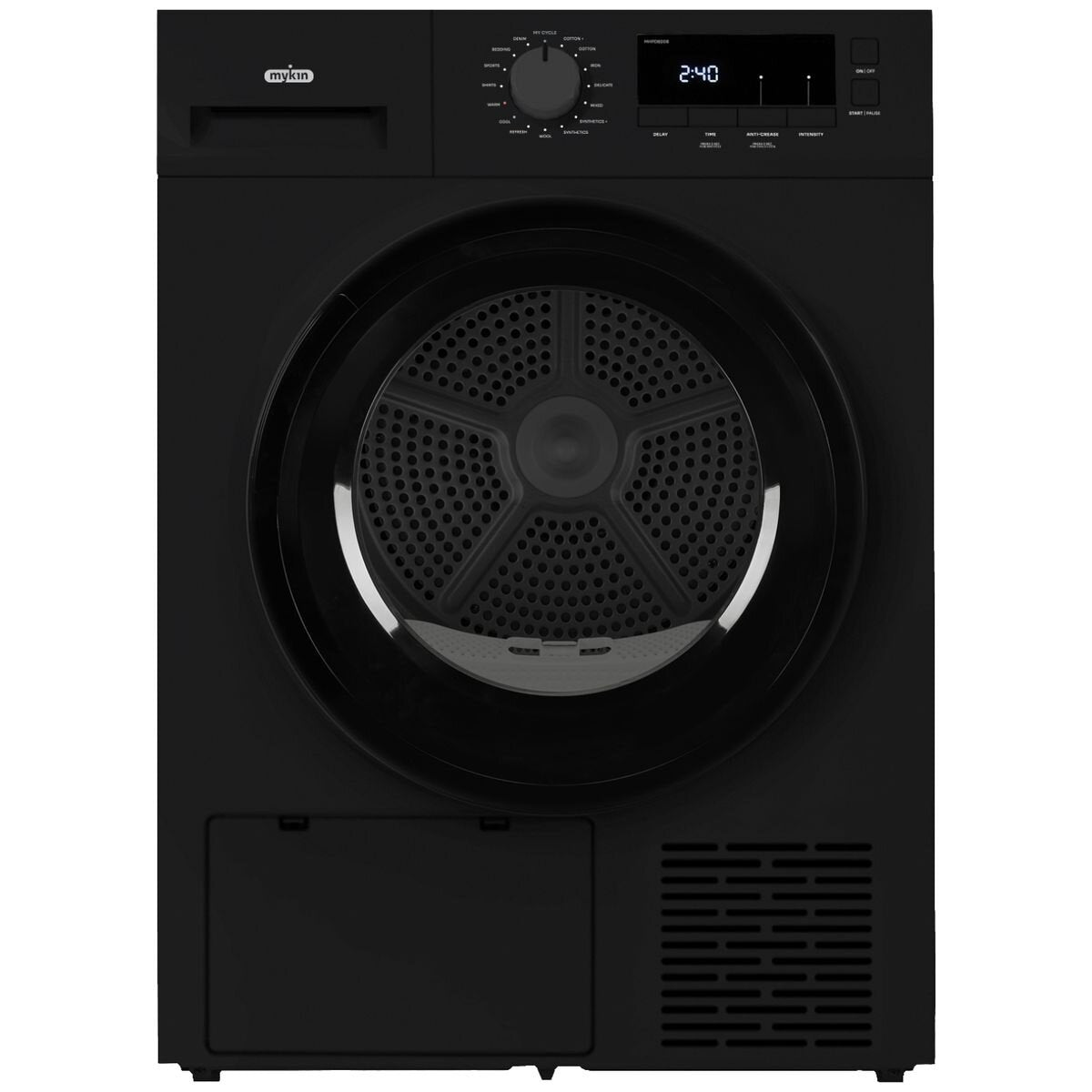 Mykin 8kg Front Load Washer and 8kg Heat Pump Dryer Package - Black - 7 Star Dryer - MFLW800BMHPD800B