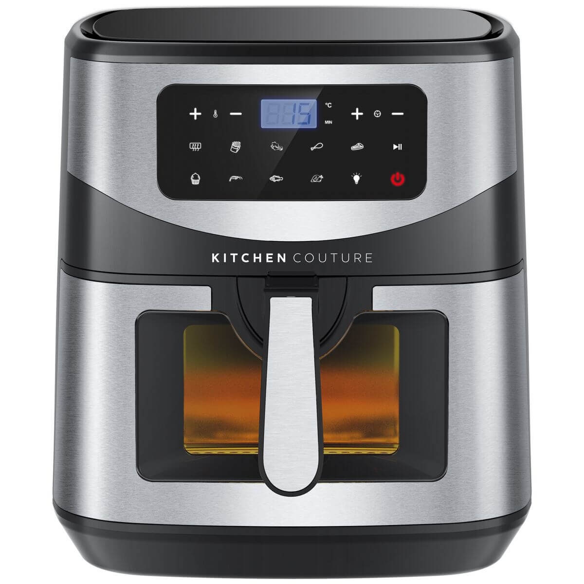 Kitchen Couture Clear View Digital Air Fryer 12L - Black and Silver - Touch Controls, Presets - 10004941