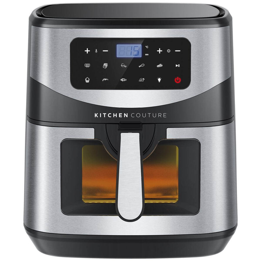 Kitchen Couture Clear View Digital Air Fryer 12L - Black and Silver - Touch Controls, Presets - 10004941