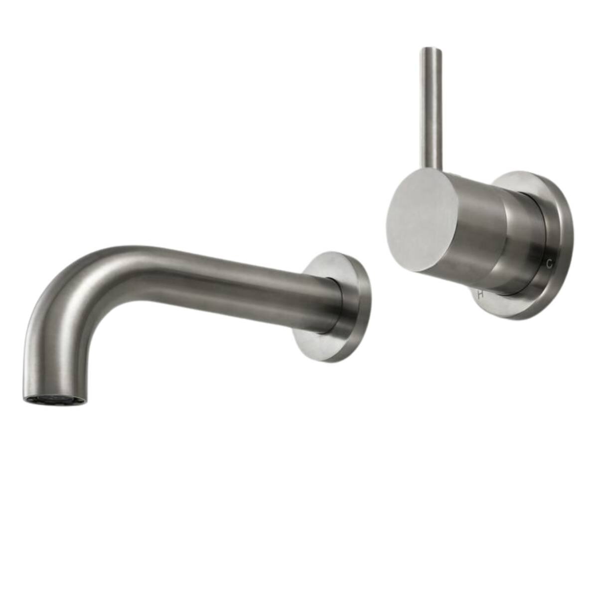 Rogerseller Tonic Up Wall Basin Mixer 150mm - 6 Star WELS - Brushed Nickel Finish - 3606014307