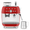 Smeg 50s Style Espresso Machine with Built-in Grinder - 20 Bar, Dual Thermoblock, Red - EGF03RDAU