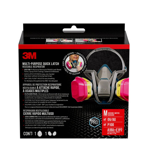 3M Grey Multi-Purpose Quick Latch Respirator Cool Flow Valve Silicon