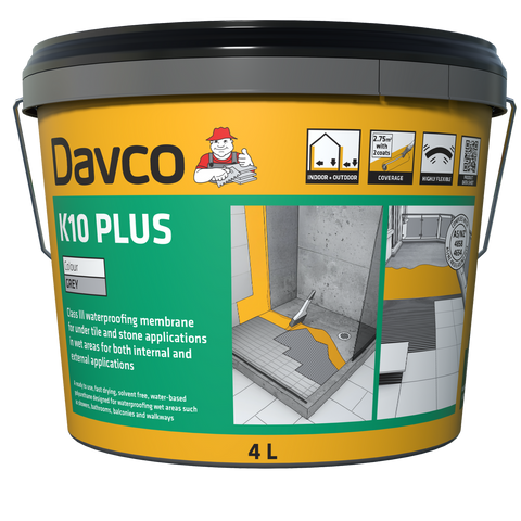 Davco K10 Plus Waterproofing Membrane 4L - Grey - Class III - 500% Flexibility - SuperSaverAU - view 1