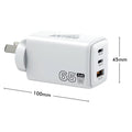 Antsig 65W Multi Port Wall Charger - USB-C 65W + Dual USB-A, GaN Fast Charge APWC65WA2C