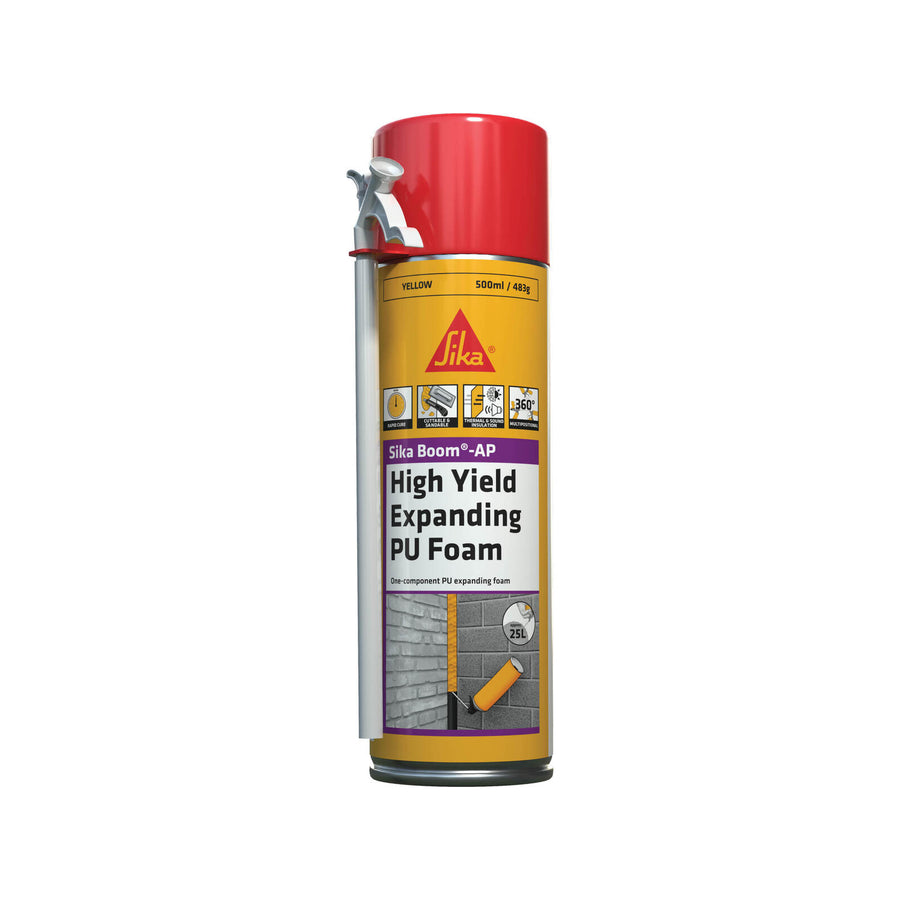 Sika 500ml Boom Expanding Foam Filler, Paintable, Sandable, Light Yellow