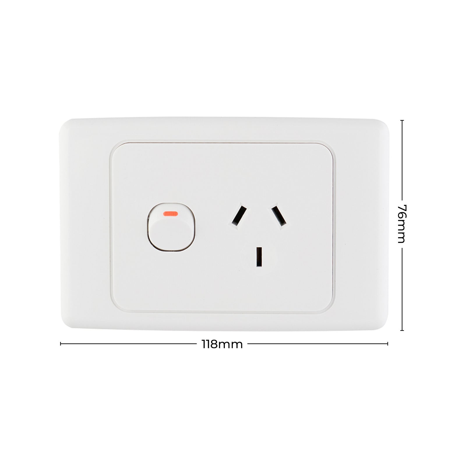 DETA Single Power Point White Polycarbonate 10A 250V Switched Outlet