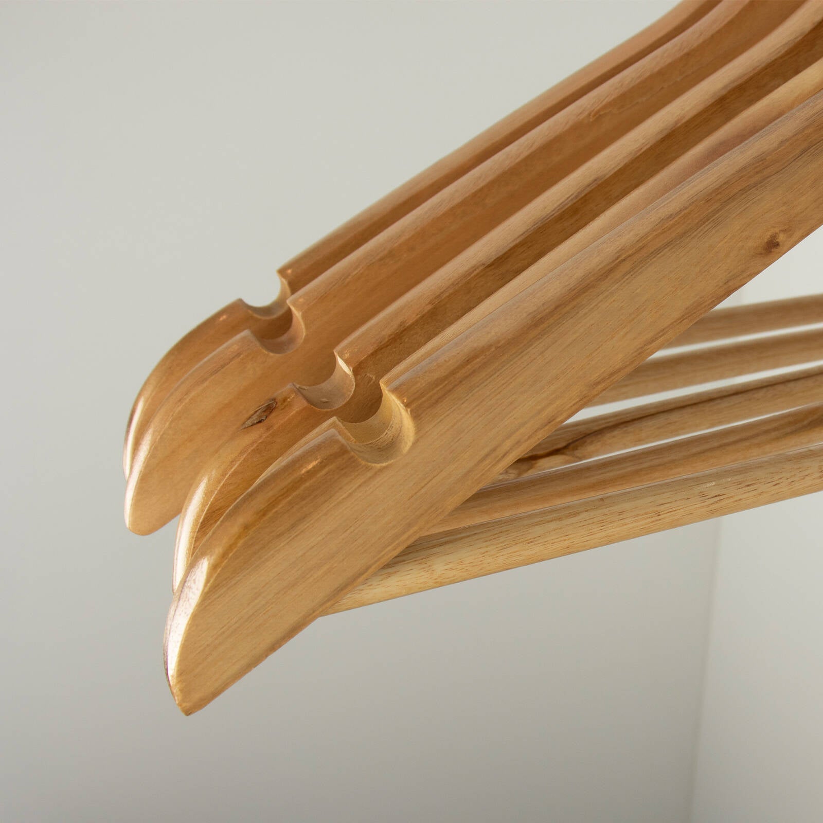 Practa Timber Clothes Hangers with Bar 5 Pack Natural Wood