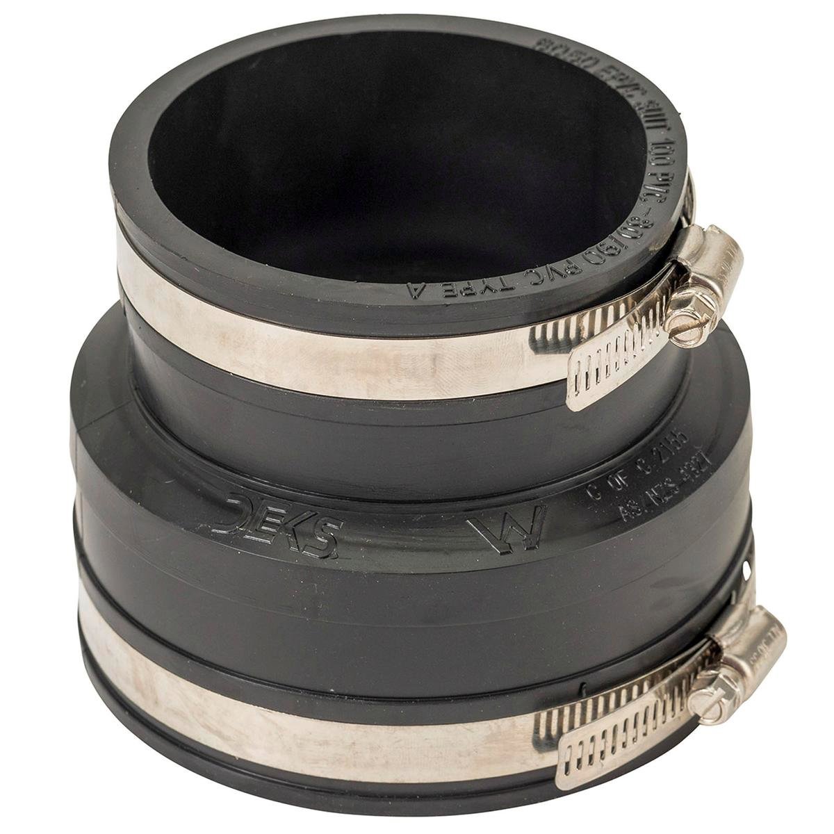 Deks Reducing Rubber Joiner - 100mm to 80/90mm - EPDM - Sewer Use - SuperSaverAU - view 1