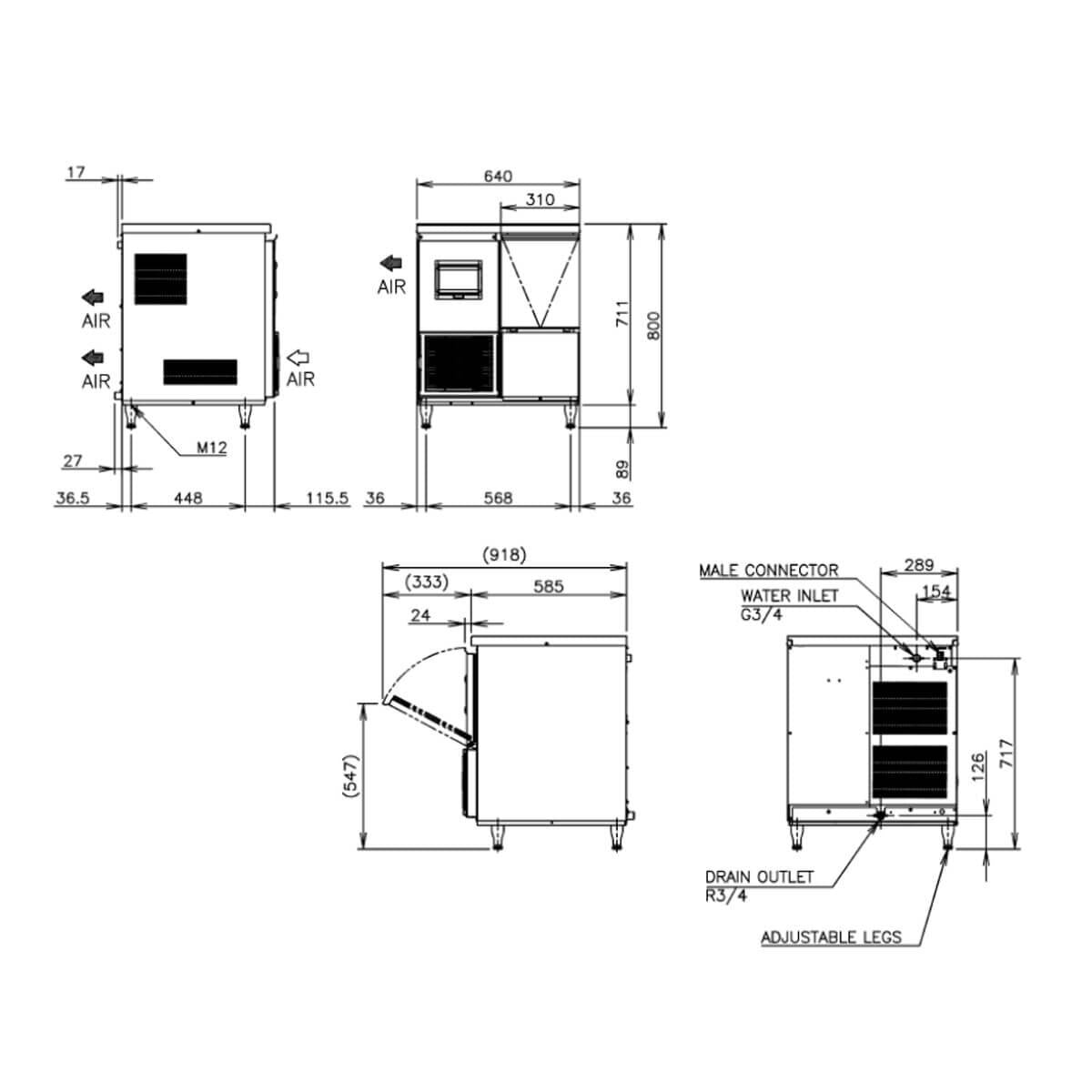 Hoshizaki Self Contained Nugget Ice Maker - Up to 110kg Per Day - Stainless Steel - ICEFM-120KE-HCN
