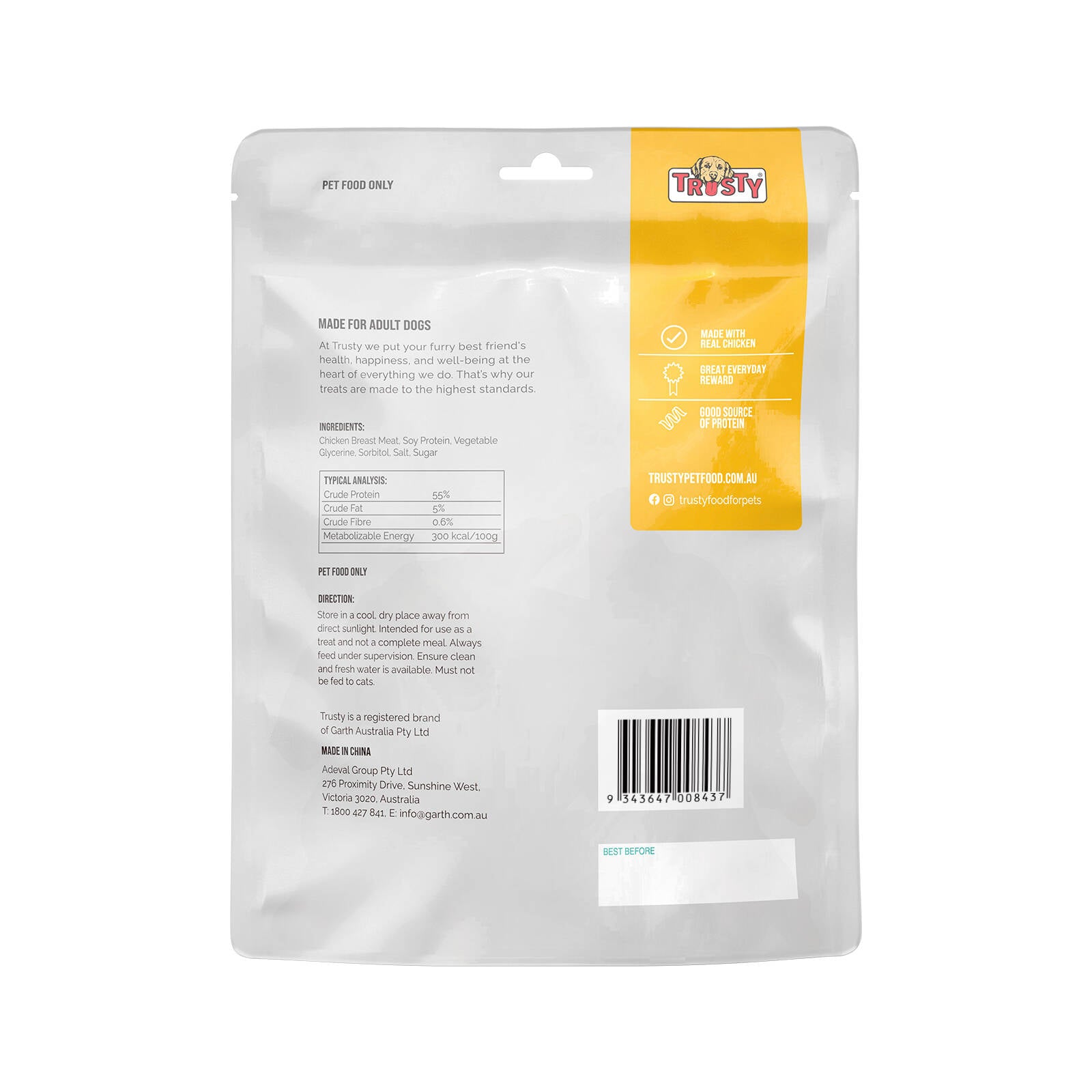 Trusty Chicken Tenders Dog Treats 200g Meaty Dental Care Treats for Adult Dogs