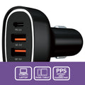 Antsig 80W Multi Port USB Car Charger - 2x USB-C PD + 2x USB-A QC 3.0, Black APCC70W2AC