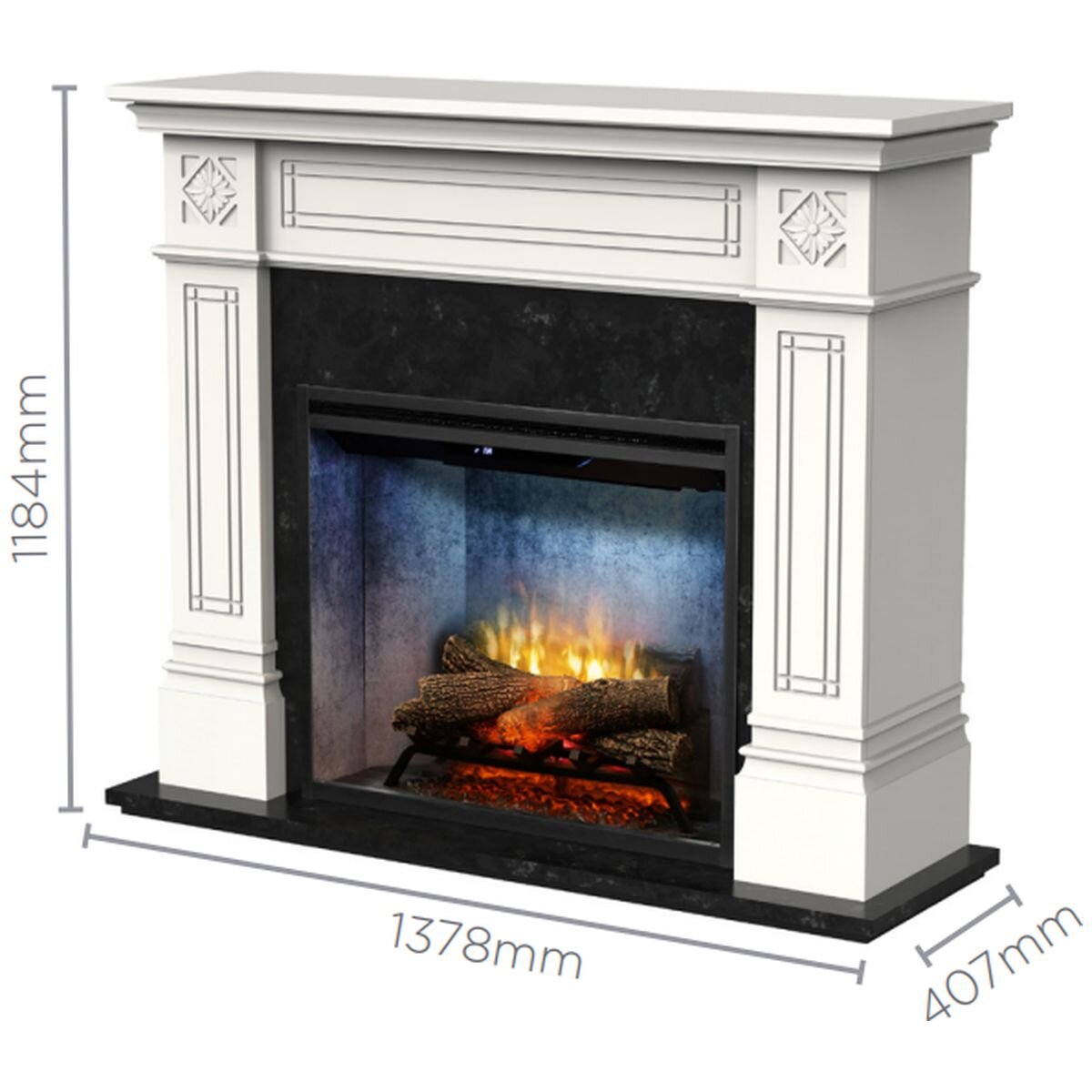 Dimplex Osbourne 2kW Fireplace Mantle - Natural White and Wood, 30 Inch Revillusion Firebox - OSB20C-AU