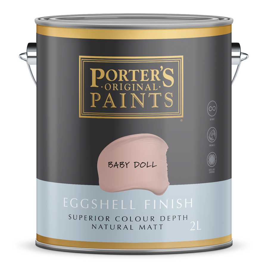 Porter S Baby Doll Washable Paint 2L - Eggshell Finish - 162mm x 156mm x 141mm - SuperSaverAU - view 1