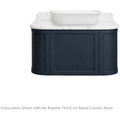Turner Hastings Evara Wall Hung Vanity - Real Marble Top, Aegean Blue Finish, No Taphole - EV955-AB-NTH
