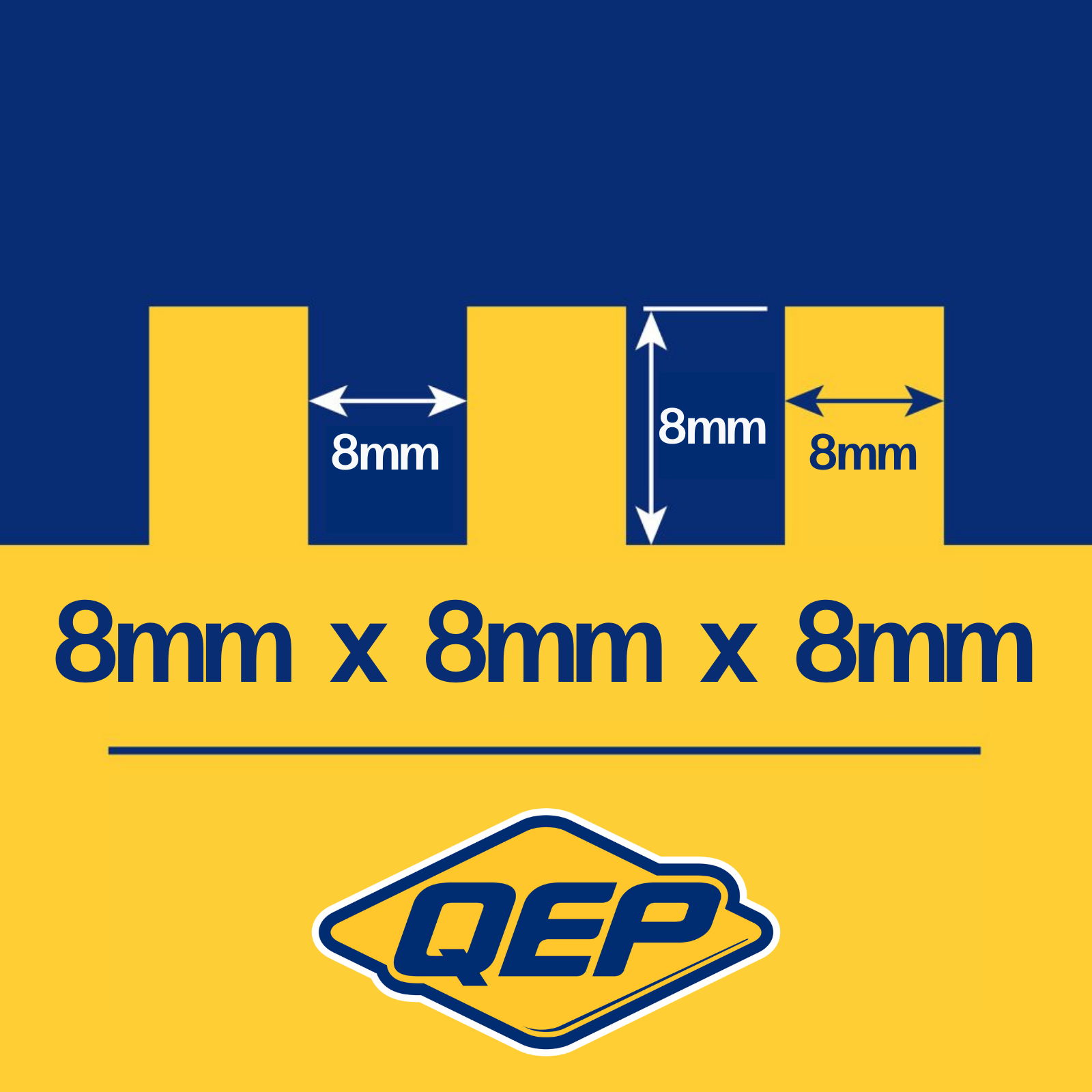 QEP 8mm Square Notch Stainless Steel Tiling Trowel 280 x 115mm