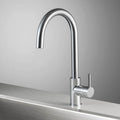Rogerseller gooseneck sink mixer tap - chrome brass - swivel outlet - 4 star WELS rating - 3606016101