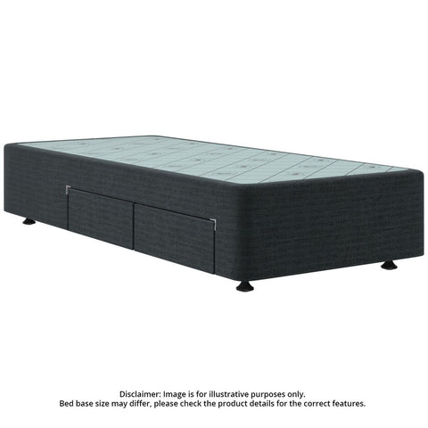 Sealy Spacesaver Long Single Bed Base - Right Side Drawer, Black, 40kg Capacity - SVR-BLK-SXL
