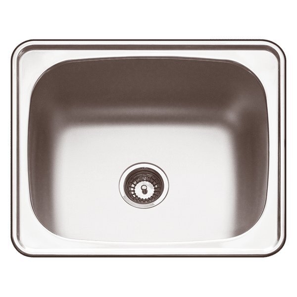 Abey 45L laundry tub with bypass - Single bowl, polished commercial grade 18/10 stainless steel - PR45A