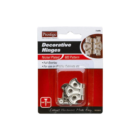 Prestige 35mm Steel Decorative Butt Hinge - Nickel Plated - Full Overlay - SuperSaverAU - view 1