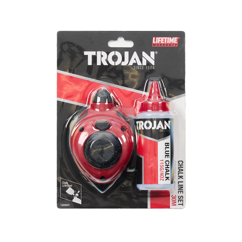 Trojan Chalk Line Set - 30m Retractable Line - 115g Blue Chalk - Accurate Marking - SuperSaverAU - view 1