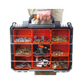 Tactix 9 Compartment Trade Quality Organiser Black & Orange Removable Tubs