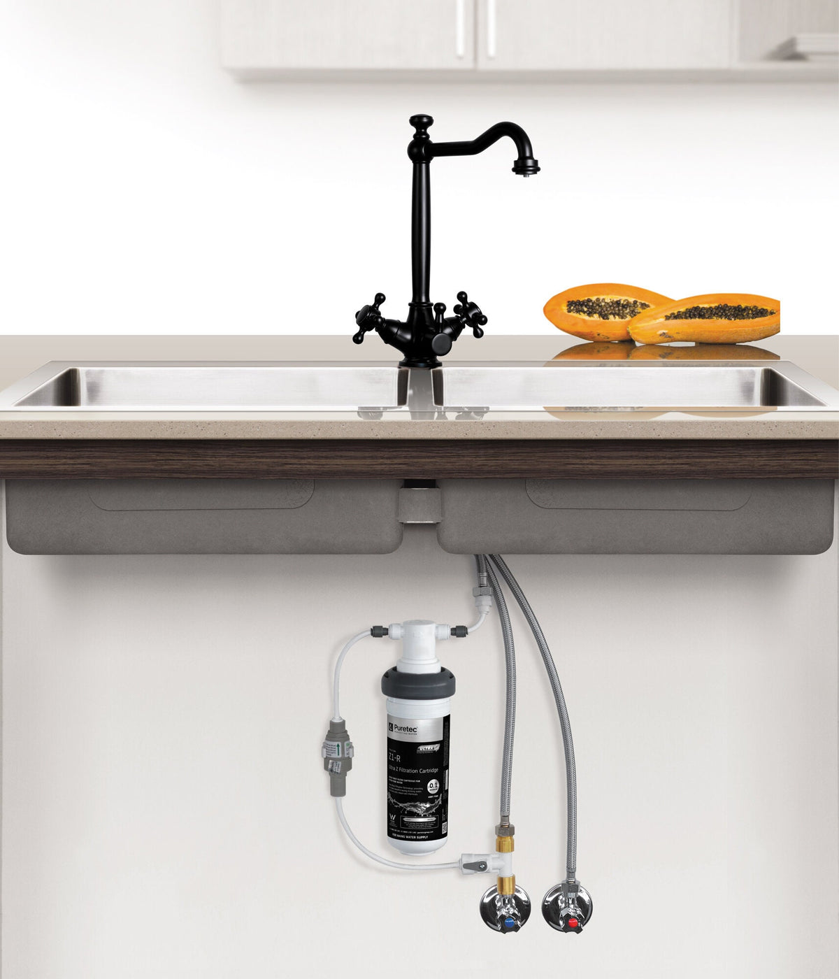 Puretec hot, cold and filtered water mixer tap - matte black - 3 star WELS rating - 1 year warranty - Z1-BL3