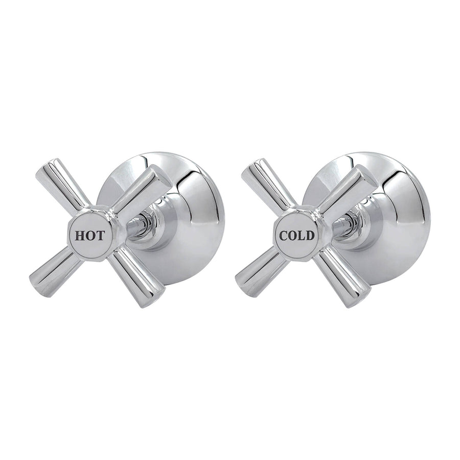 Shaw & Mason Chrome Easy Clean Wall Top Assembly - Pair, Brass
