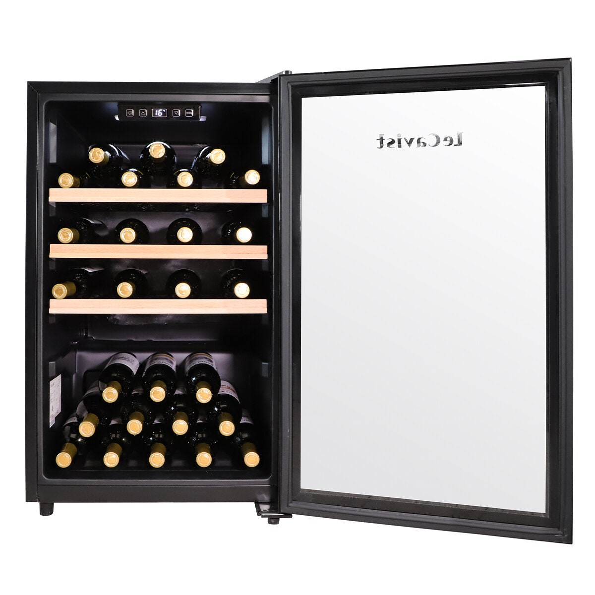 LeCavist 126L Single Zone 63 Bottle Wine Fridge - Black, Freestanding or Underbench, Frost Free - LKCV63N