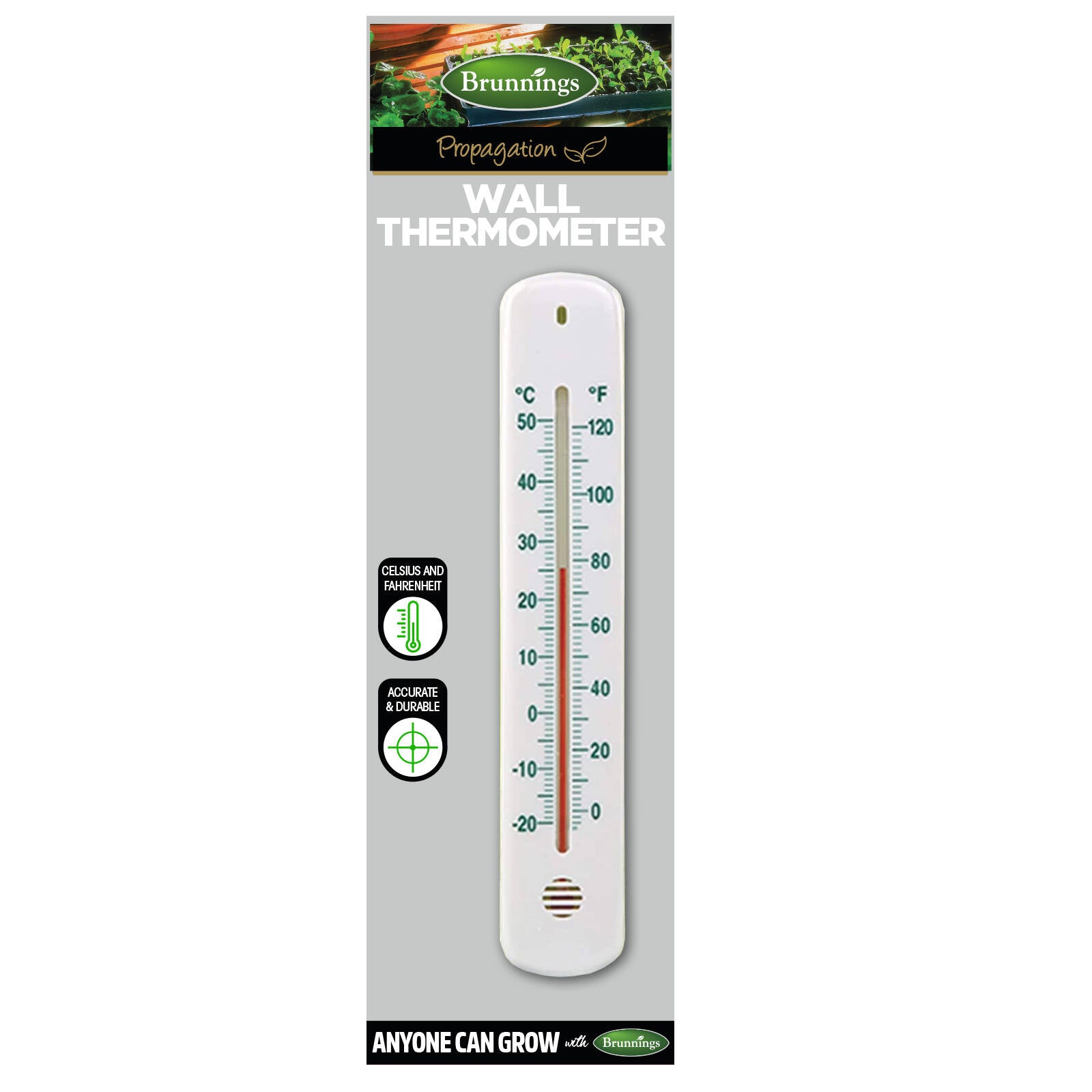 Brunnings 210mm Plastic Wall Thermometer Outdoor Garden Greenhouse