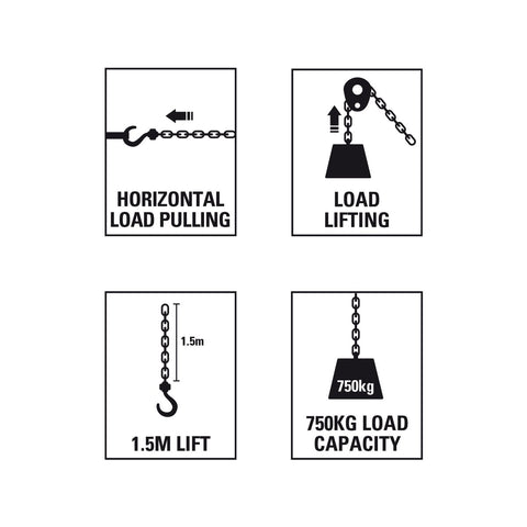 Gorilla Lever Block - 750kg - Steel - 1.5m Lift - SuperSaverAU - view 2