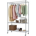 L.T. Williams 3-tier chrome wardrobe rack with shelf, large - hanging rail, top shelf - 6102