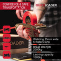 Quickloader Retractable Ratchet Strap Tie Down 5m x 35mm 1000kg - 2 Pack - Red - Heavy-Duty Cargo Securement - SuperSaverAU - view 2