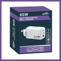 Antsig 65W Multi Port Wall Charger - USB-C 65W + Dual USB-A, GaN Fast Charge APWC65WA2C