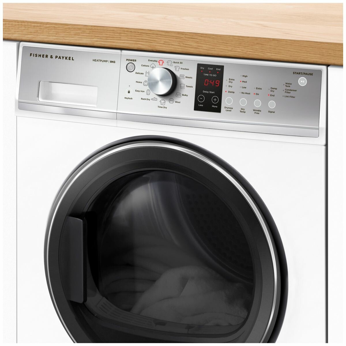 Fisher & Paykel Series 5 8kg Heat Pump Dryer - 7 Star Energy Rating, Auto Sensing, Drum Light - DH8060P3