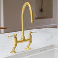 Turner Hastings Ludlow bridge sink mixer - brushed brass gooseneck spout - 5 star WELS - LU106BM-BB