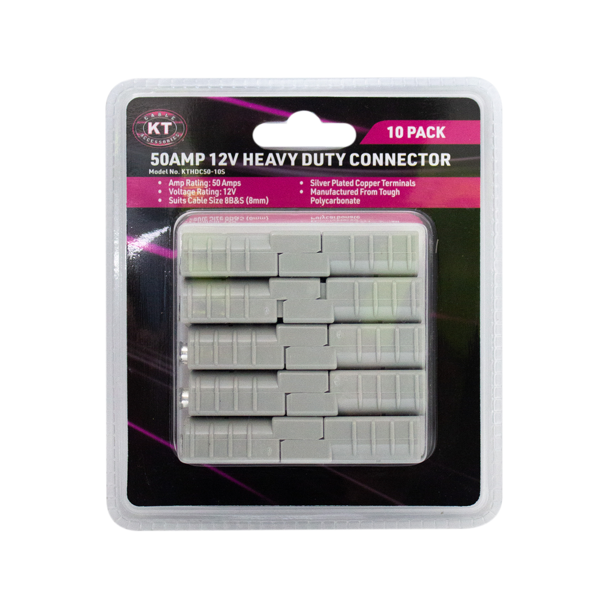 Kt Solar 50A Heavy Duty Connector Kit - 10 Pack - 136mm x 40mm x 154mm - Grey - SuperSaverAU - view 2