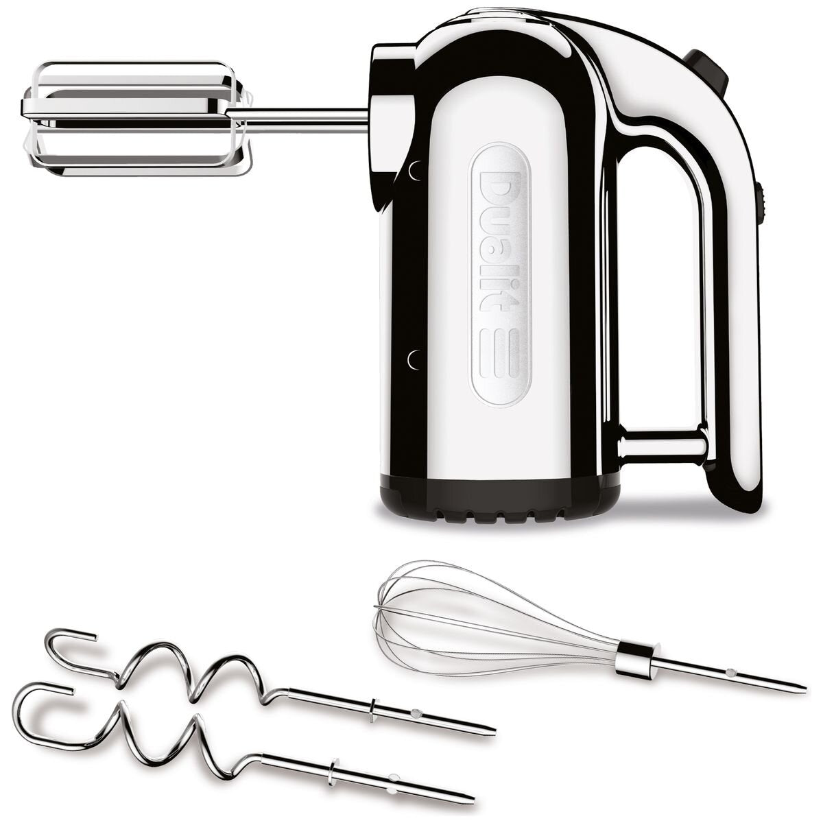 Dualit Hand Mixer - 400W Motor, 4 Speeds, Retractable Cord, Polished Metal Finish - DU89360