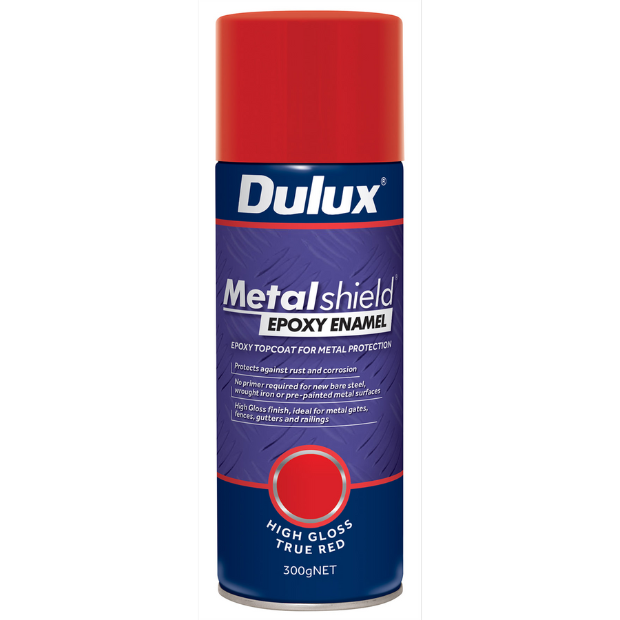 Dulux Metalshield Epoxy Enamel Gloss Spray Paint 300g True Red Durable - SuperSaverAU - view 1
