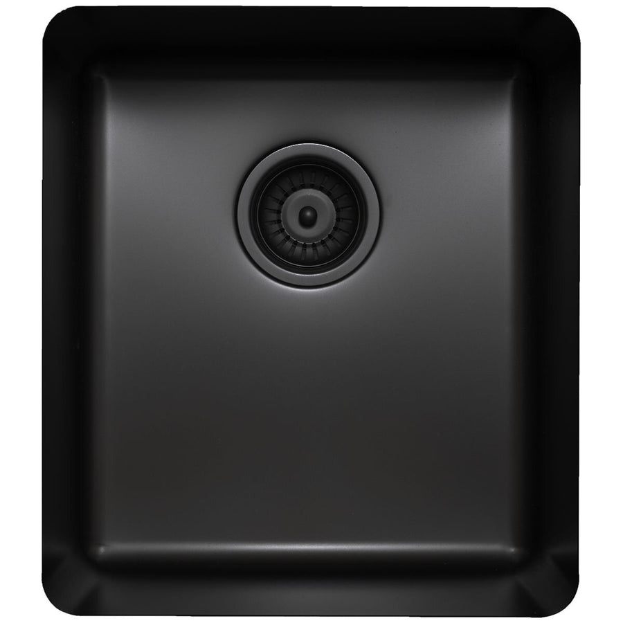 Titan single bowl kitchen sink - compact matte black finish, AISI316 stainless steel - TSBS40