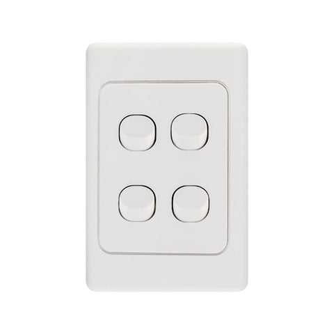 DETA White Quad Vertical Switch - 4 Gang Polycarbonate - 2 Way Switching - SuperSaverAU - view 1