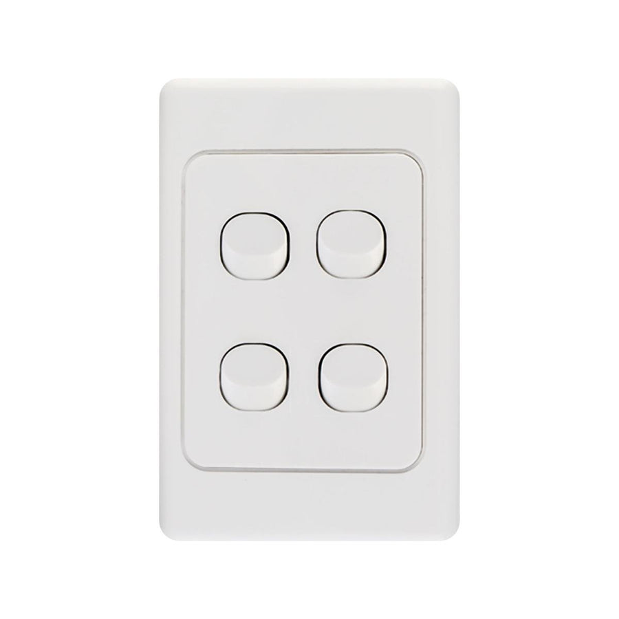 DETA White Quad Vertical Switch - 4 Gang Polycarbonate - 2 Way Switching - SuperSaverAU - view 1