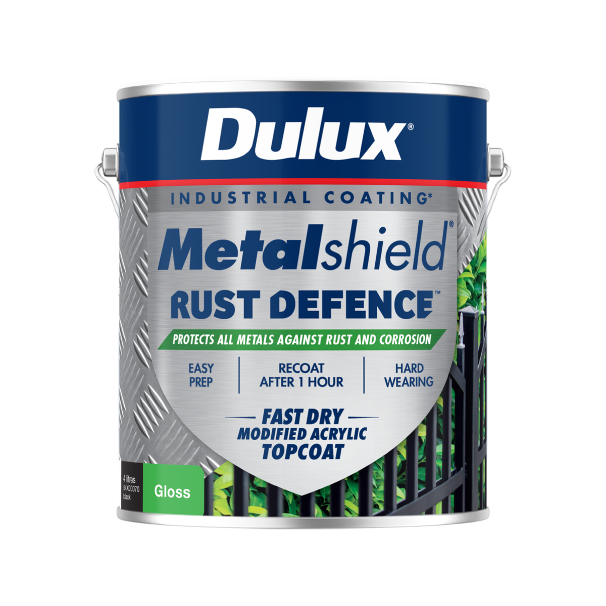 Dulux Metalshield Rust Defence 4L Black Gloss - Fast-Drying Protection - SuperSaverAU - view 1
