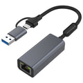 Antsig USB C USB A to Ethernet Adapter - Compact - Grey - Reliable Wired Connectivity - SuperSaverAU - view 1