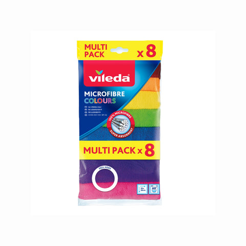 Vileda Colours Microfibre Cloths 8 Pack All-Purpose Cleaning