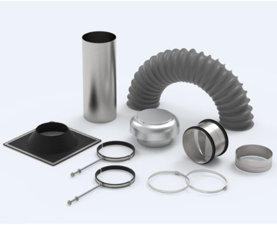 Aero 200mm Metal Roof Ducting Kit - 5m Acoustic Flexi Ducting, Aluminium Roof Cowl - ADK200MET
