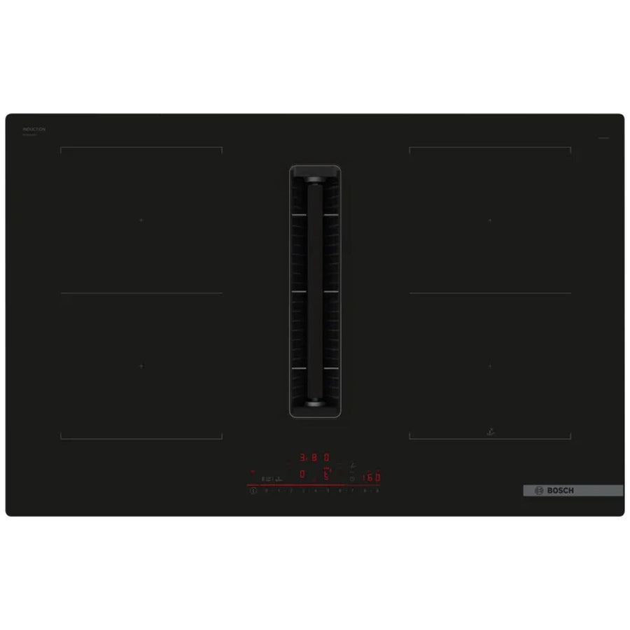 Bosch 80cm Series 6 Induction Cooktop with Downdraft Ventilation - Black Glass, Home Connect - PVQ811H26E
